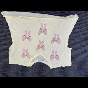 New Wildfox Cropped Yellow Pink Bow Tee Large